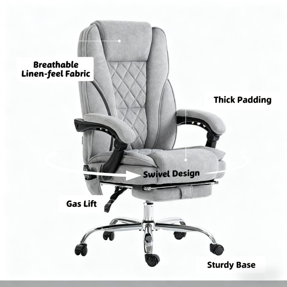 Heated Reclining Chair,Massage Office Chair with Adjustable Height,Footrest