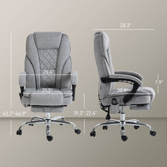 Heated Reclining Chair,Massage Office Chair with Adjustable Height,Footrest