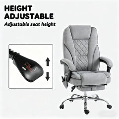 Heated Reclining Chair,Massage Office Chair with Adjustable Height,Footrest