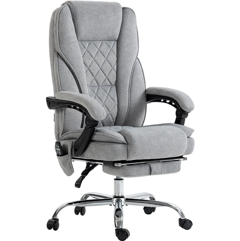 Heated Reclining Chair,Massage Office Chair with Adjustable Height,Footrest