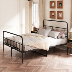 Queen Bed Frame with Headboard and Footboard, Metal Platform Bed Frame, All Metal Slats Support, Under Bed Storage, No Box Spring Needed, Easy Assembly, Black