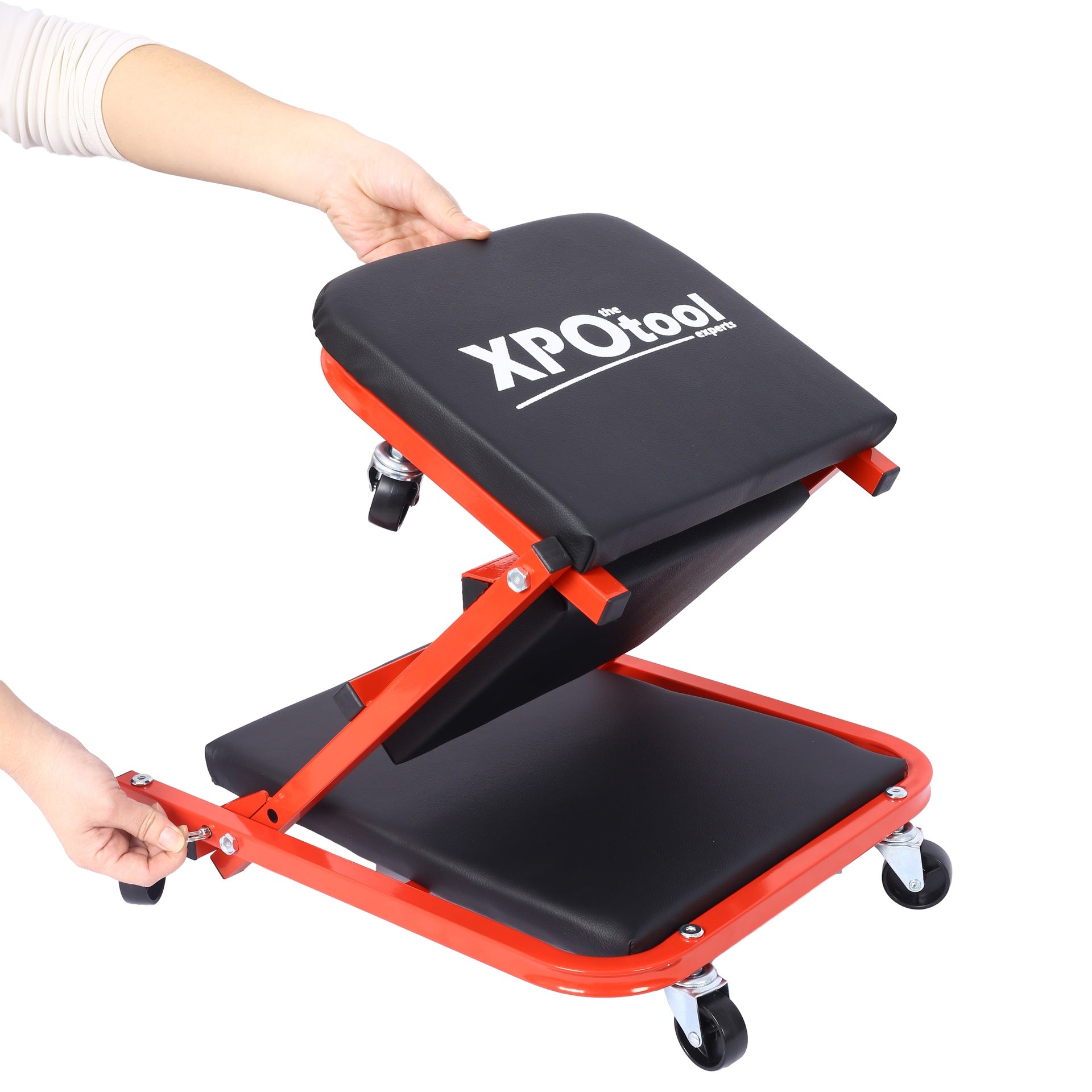 Mechanic Creeper, Garage Gift, 36" Z Creeper Seat, 2 in 1 Mechanic Gifts, 300 lbs Capacity, Low Profile Creeper with 6 pcs Wheels in Garage/Shop for Fathers Day Tool Gift ,red color
