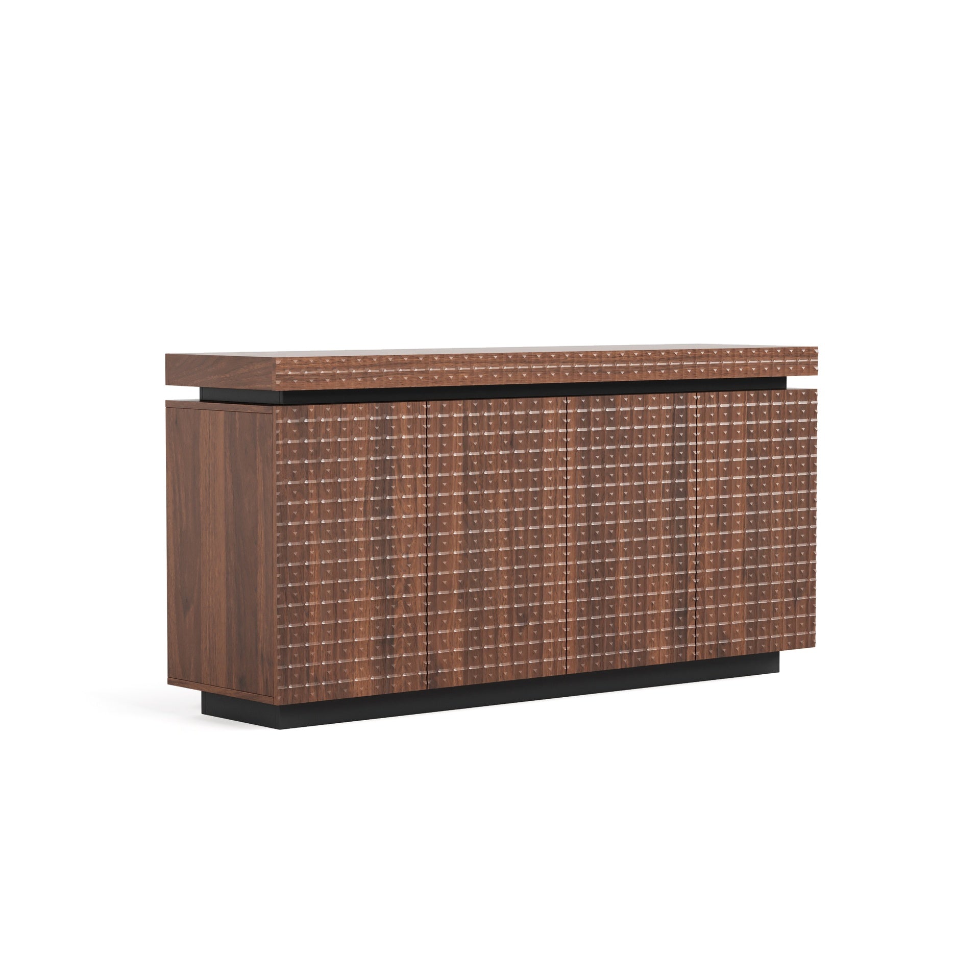 Sideboard Buffet Cabinet,Modern Accent Storage Sideboard, Luxurious Floor Cabinet Buffet with Freestanding Anti Dumping for Kitchen, Living Room, Entryway, Hallway,58.3" Wide 4-Door Sideboard(Brown)