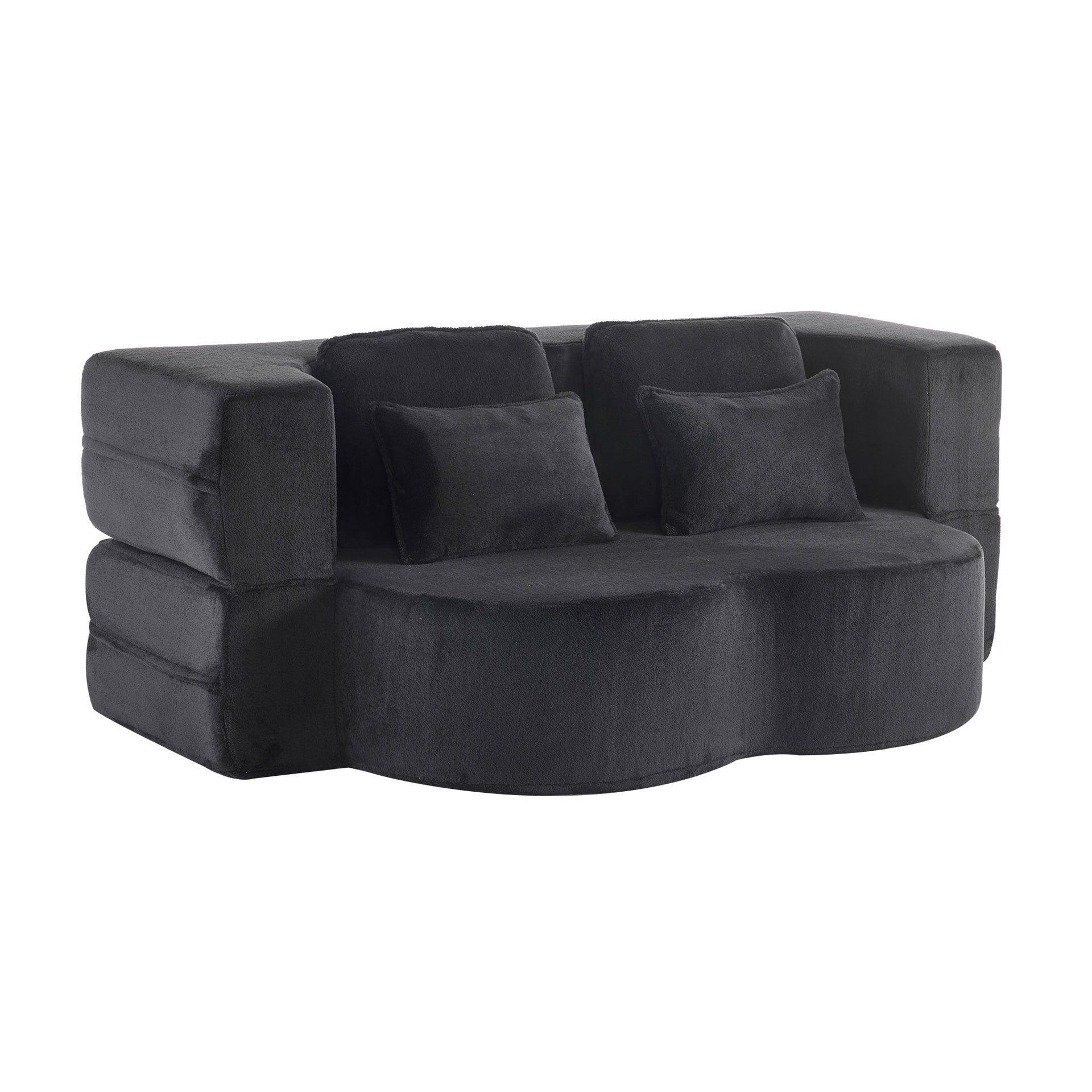Queen Size Foldable Sofa Bed, plush Futon Sofa Couch, High-Density Foam Convertible Sleeper Sofa, Foldable Floor Couch Bed for Living Room, Guest Room, Bedroom.black