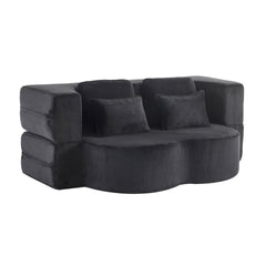 Queen Size Foldable Sofa Bed, plush Futon Sofa Couch, High-Density Foam Convertible Sleeper Sofa, Foldable Floor Couch Bed for Living Room, Guest Room, Bedroom.black