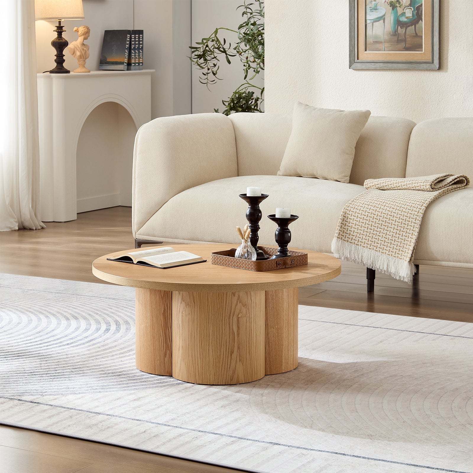Round Coffee Table Modern Accent Tea Table for Bedroom Living Room Office Apartment