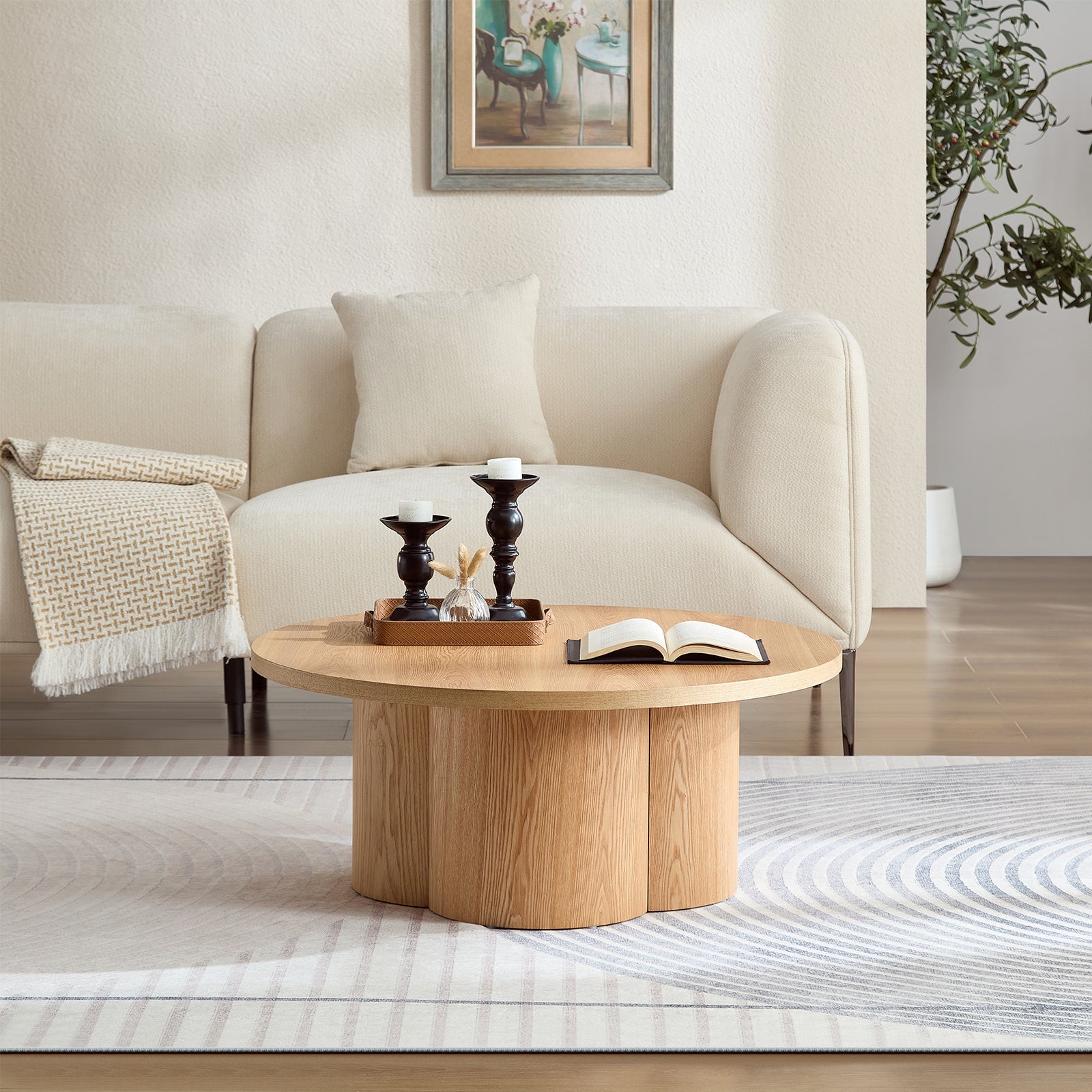 Round Coffee Table Modern Accent Tea Table for Bedroom Living Room Office Apartment