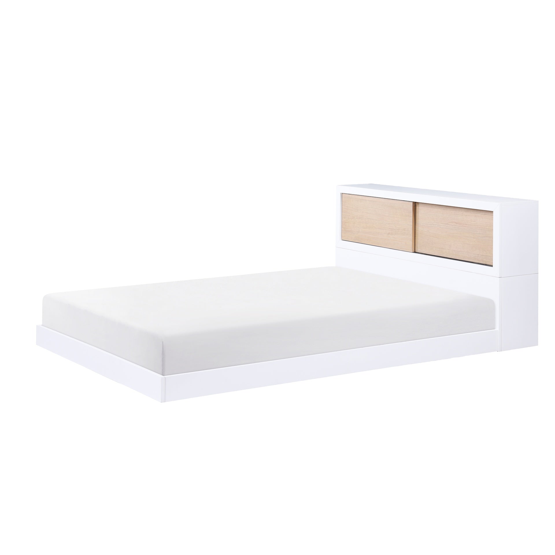 White Finish Full Bed Bookcase Headboard Youth Bedroom Furniture 1pc