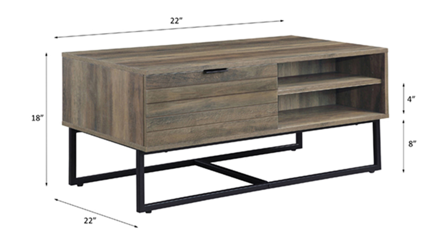 Homare Rustic Oak & Black Finish Coffee Table