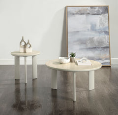 Ingram Ceramic Top & Light Gray Finish Coffee Table