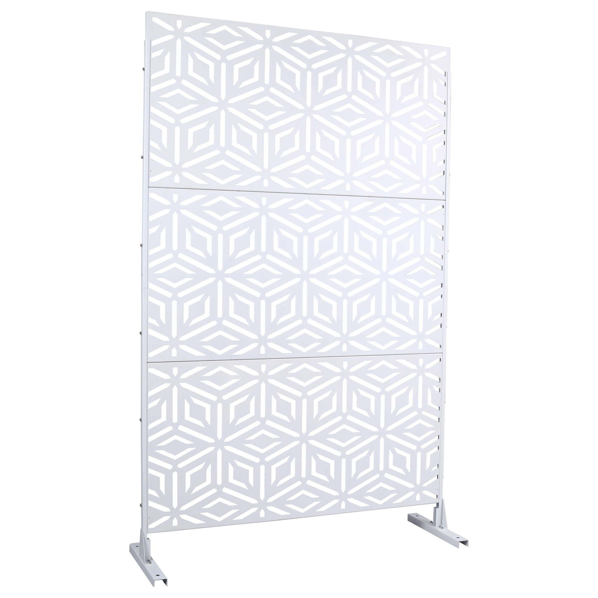 Outdoor & Indoor Privacy Screen Metal Privacy Screen 76" H×48" W, Freestanding Decorative Privacy Screen for Deck Balcony Patio, Privacy Fence Panels for Outside Lawn Garden PS115 WHITE