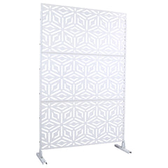 Outdoor & Indoor Privacy Screen Metal Privacy Screen 76" H×48" W, Freestanding Decorative Privacy Screen for Deck Balcony Patio, Privacy Fence Panels for Outside Lawn Garden PS115 WHITE