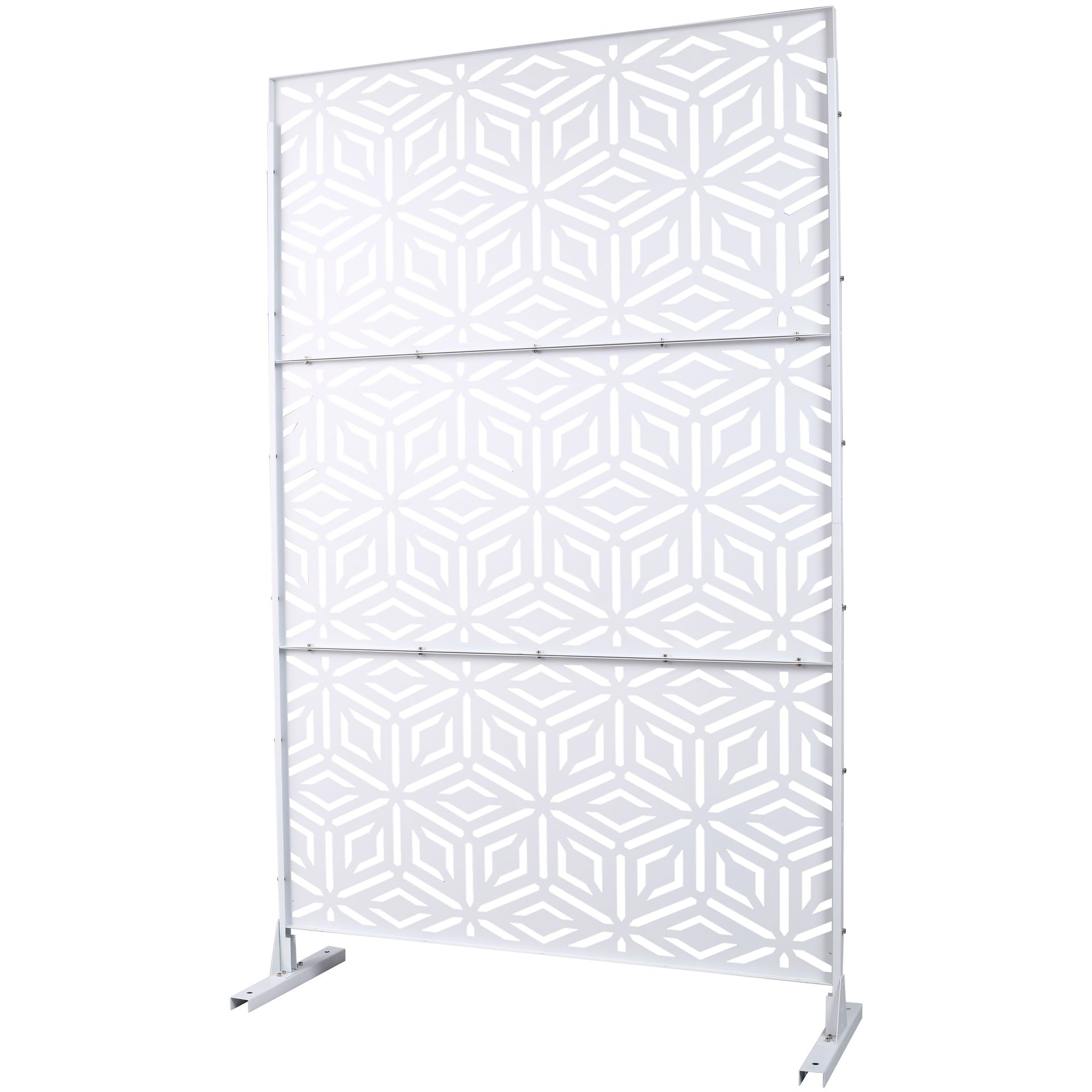 Outdoor & Indoor Privacy Screen Metal Privacy Screen 76" H×48" W, Freestanding Decorative Privacy Screen for Deck Balcony Patio, Privacy Fence Panels for Outside Lawn Garden PS115 WHITE