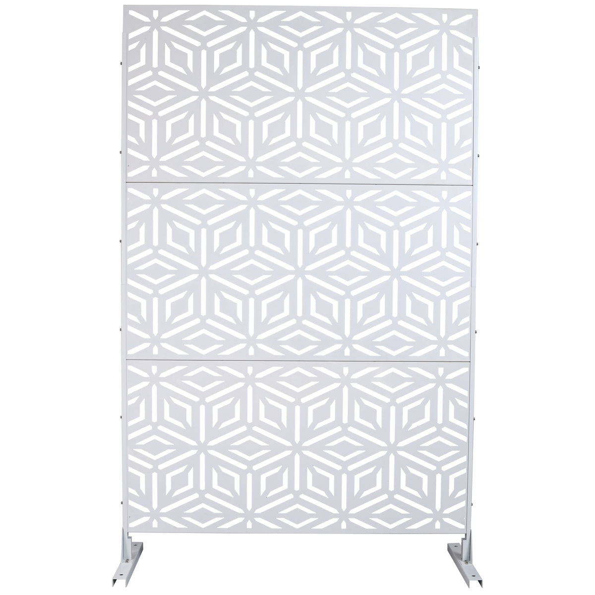 Outdoor & Indoor Privacy Screen Metal Privacy Screen 76" H×48" W, Freestanding Decorative Privacy Screen for Deck Balcony Patio, Privacy Fence Panels for Outside Lawn Garden PS115 WHITE