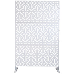 Outdoor & Indoor Privacy Screen Metal Privacy Screen 76" H×48" W, Freestanding Decorative Privacy Screen for Deck Balcony Patio, Privacy Fence Panels for Outside Lawn Garden PS115 WHITE
