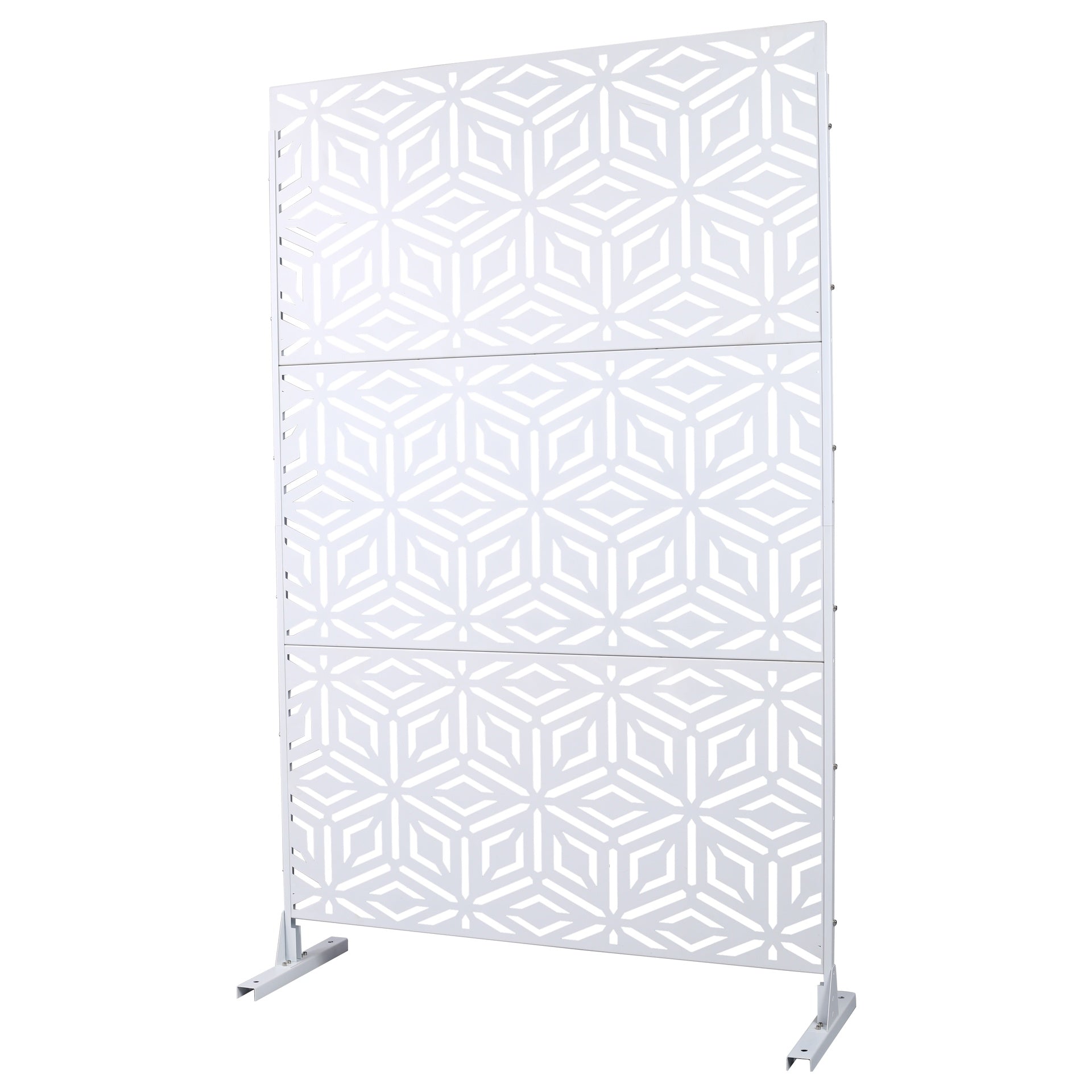 Outdoor & Indoor Privacy Screen Metal Privacy Screen 76" H×48" W, Freestanding Decorative Privacy Screen for Deck Balcony Patio, Privacy Fence Panels for Outside Lawn Garden PS115 WHITE