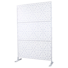Outdoor & Indoor Privacy Screen Metal Privacy Screen 76" H×48" W, Freestanding Decorative Privacy Screen for Deck Balcony Patio, Privacy Fence Panels for Outside Lawn Garden PS115 WHITE