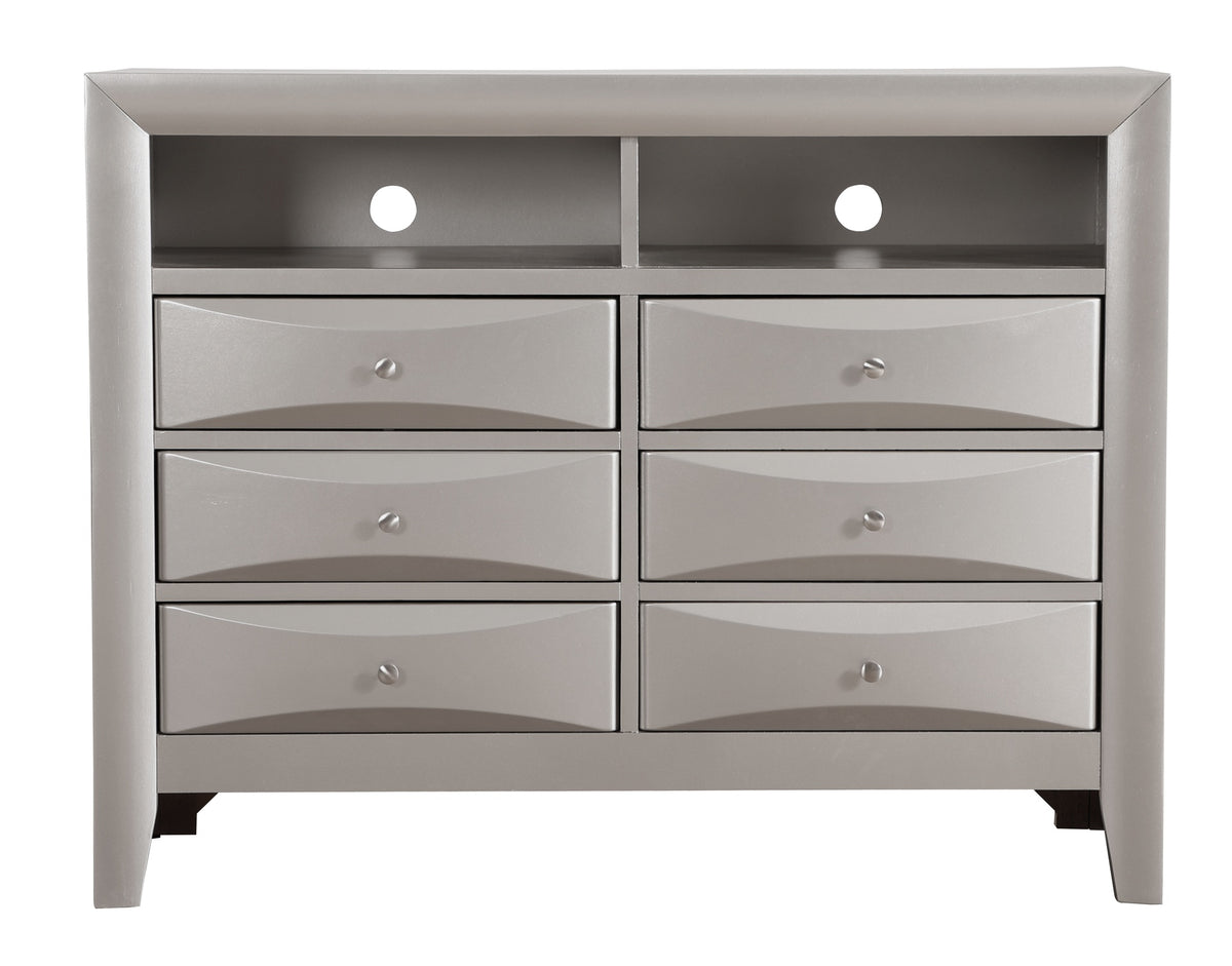 Marilla G1503-TV2 Media Chest , Silver Champagne