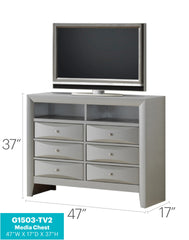 Marilla G1503-TV2 Media Chest , Silver Champagne