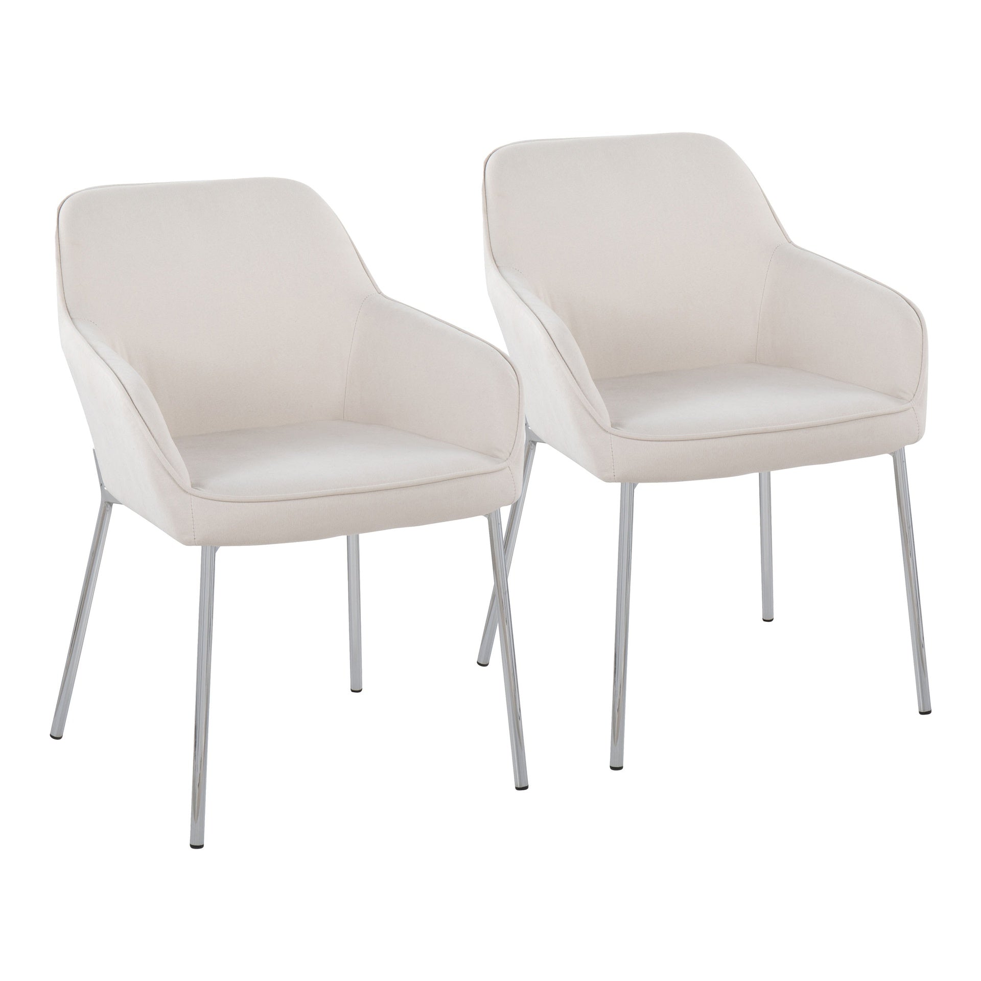 Daniella Contemporary Dining Chair in Chrome Metal and Cream Fabric by LumiSource - Set of 2