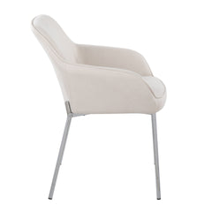 Daniella Contemporary Dining Chair in Chrome Metal and Cream Fabric by LumiSource - Set of 2