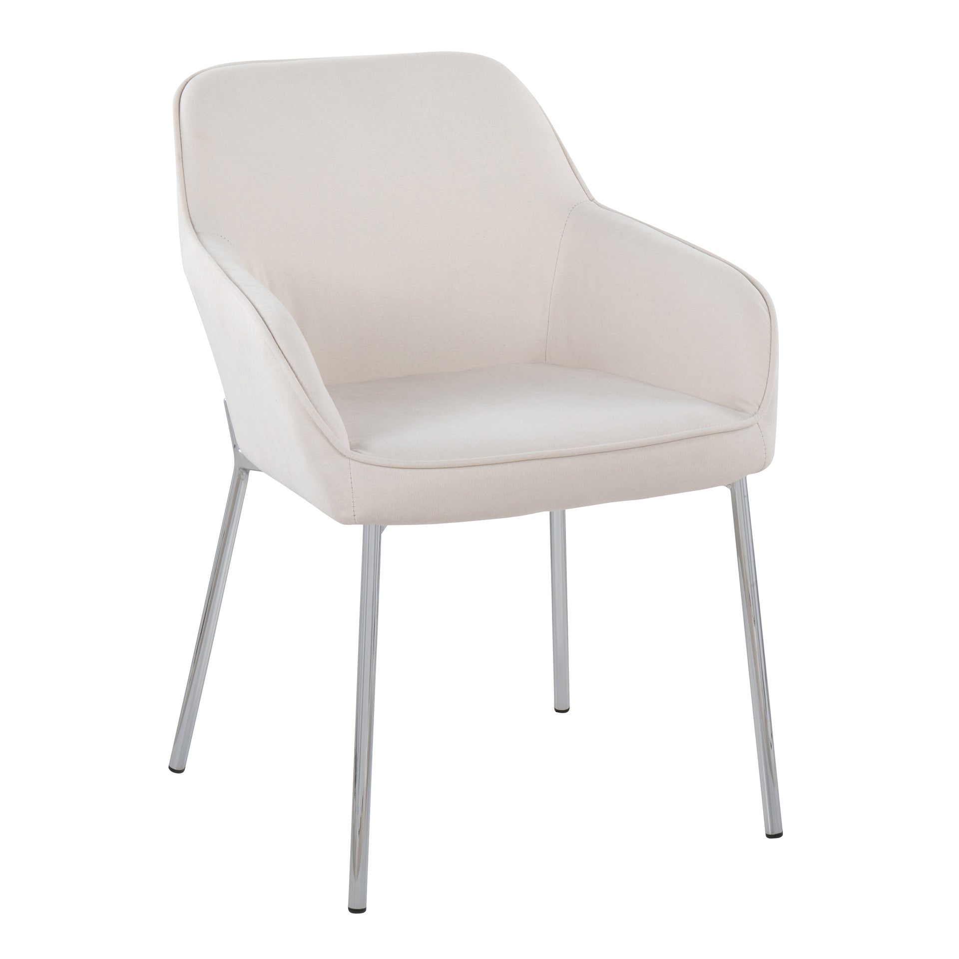 Daniella Contemporary Dining Chair in Chrome Metal and Cream Fabric by LumiSource - Set of 2