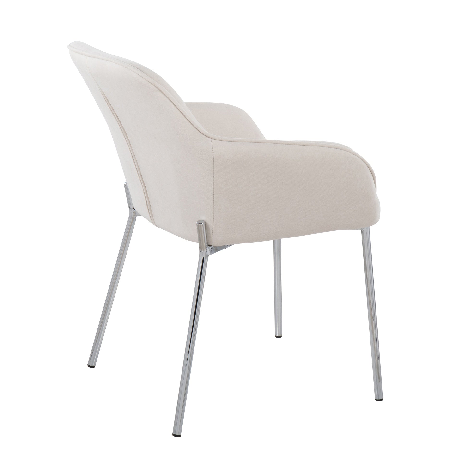 Daniella Contemporary Dining Chair in Chrome Metal and Cream Fabric by LumiSource - Set of 2