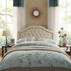 Tufted Upholstered Headboard Queen Size, Solid Wood Head Board with Durable Metal Legs, Adjustable Height Queen headboard with Nailhead Trim in Bedroom