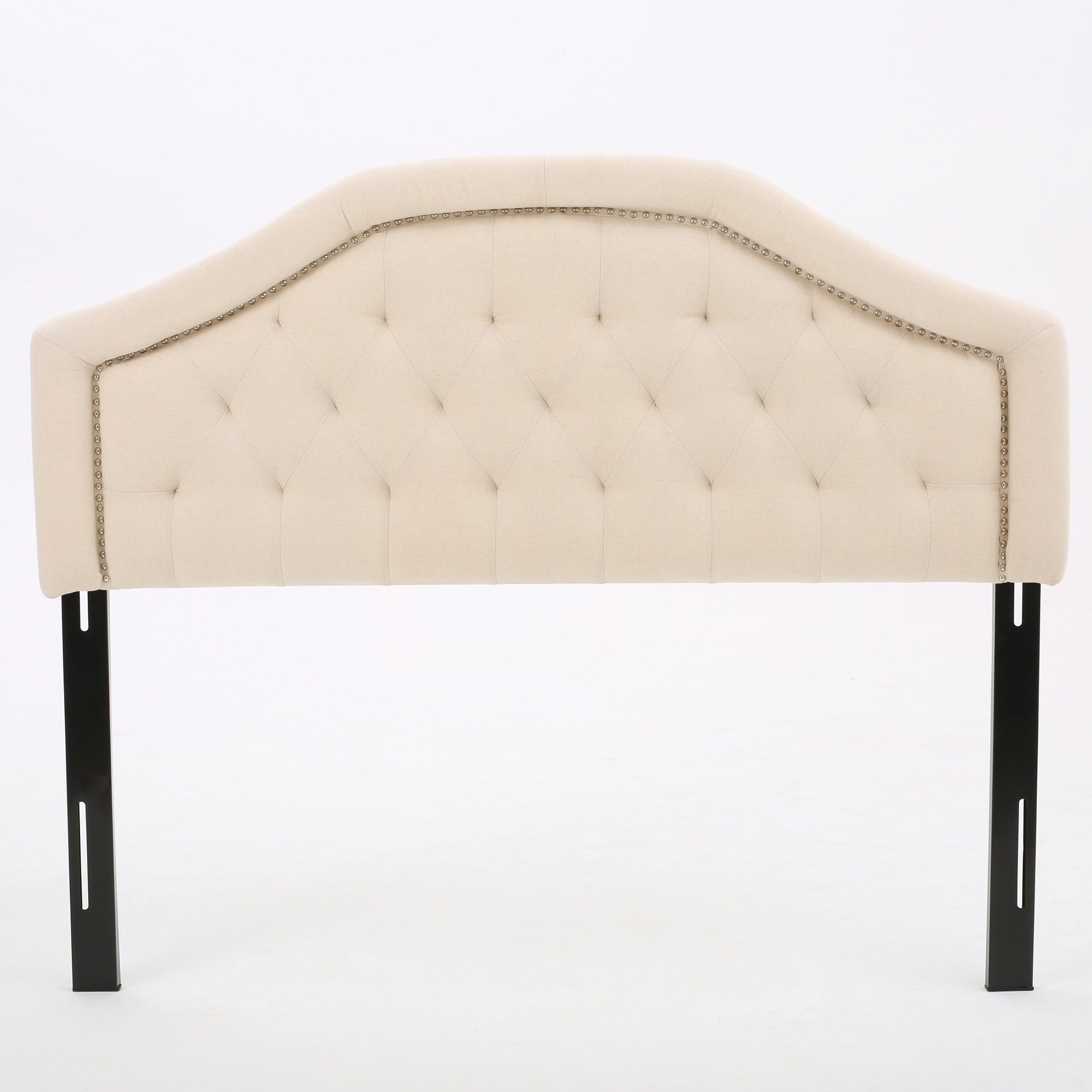 Tufted Upholstered Headboard Queen Size, Solid Wood Head Board with Durable Metal Legs, Adjustable Height Queen headboard with Nailhead Trim in Bedroom