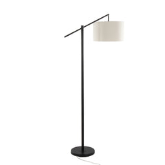 Casper 69" Contemporary Metal Floor Lamp in Matte Black Metal with Natural Linen Shade from Grandview Gallery by
