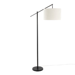 Casper 69" Contemporary Metal Floor Lamp in Matte Black Metal with Natural Linen Shade from Grandview Gallery by