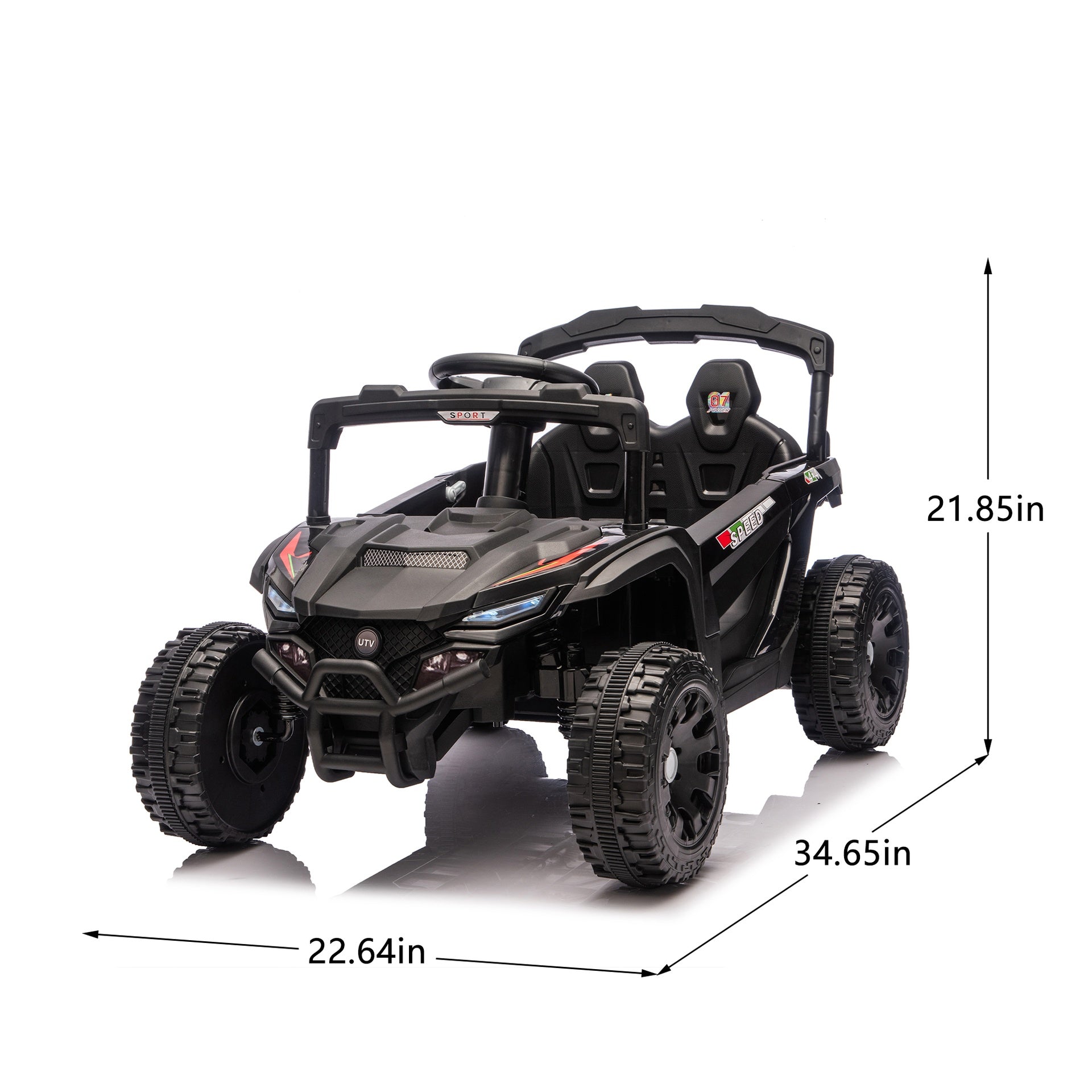 24V Kids ride on UTV W/ 2.4G PC,80W*2,Four-wheel suspension, Anti-Collision bar, High Chassis and Anti-Slip Grip wheels, Bluetooth and Music,Provide a speed of 1.86-3.11mph for Kids Aged 3-5