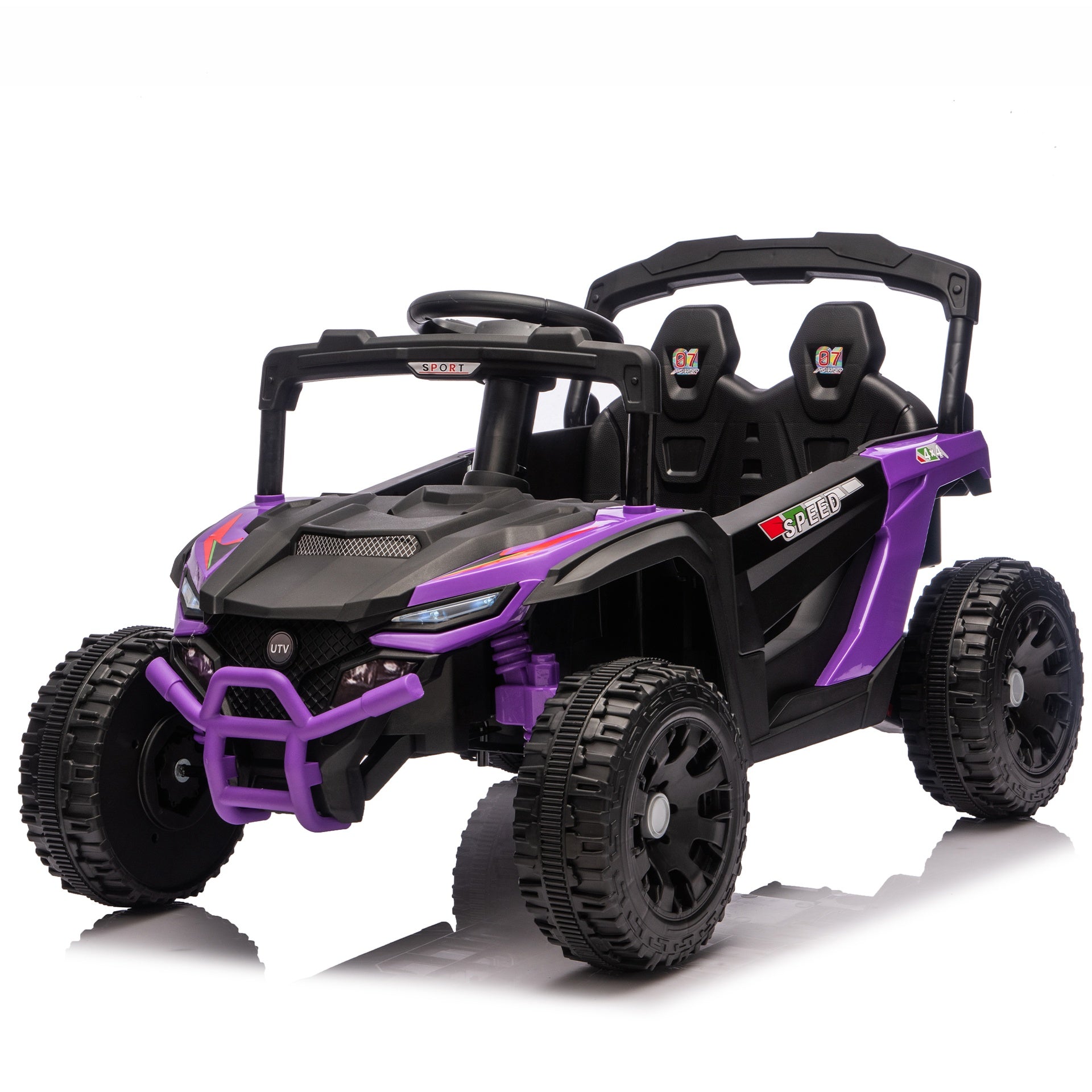 24V Kids ride on UTV W/ 2.4G PC,80W*2,Four-wheel suspension, Anti-Collision bar, High Chassis and Anti-Slip Grip wheels, Bluetooth and Music,Provide a speed of 1.86-3.11mph for Kids Aged 3-5