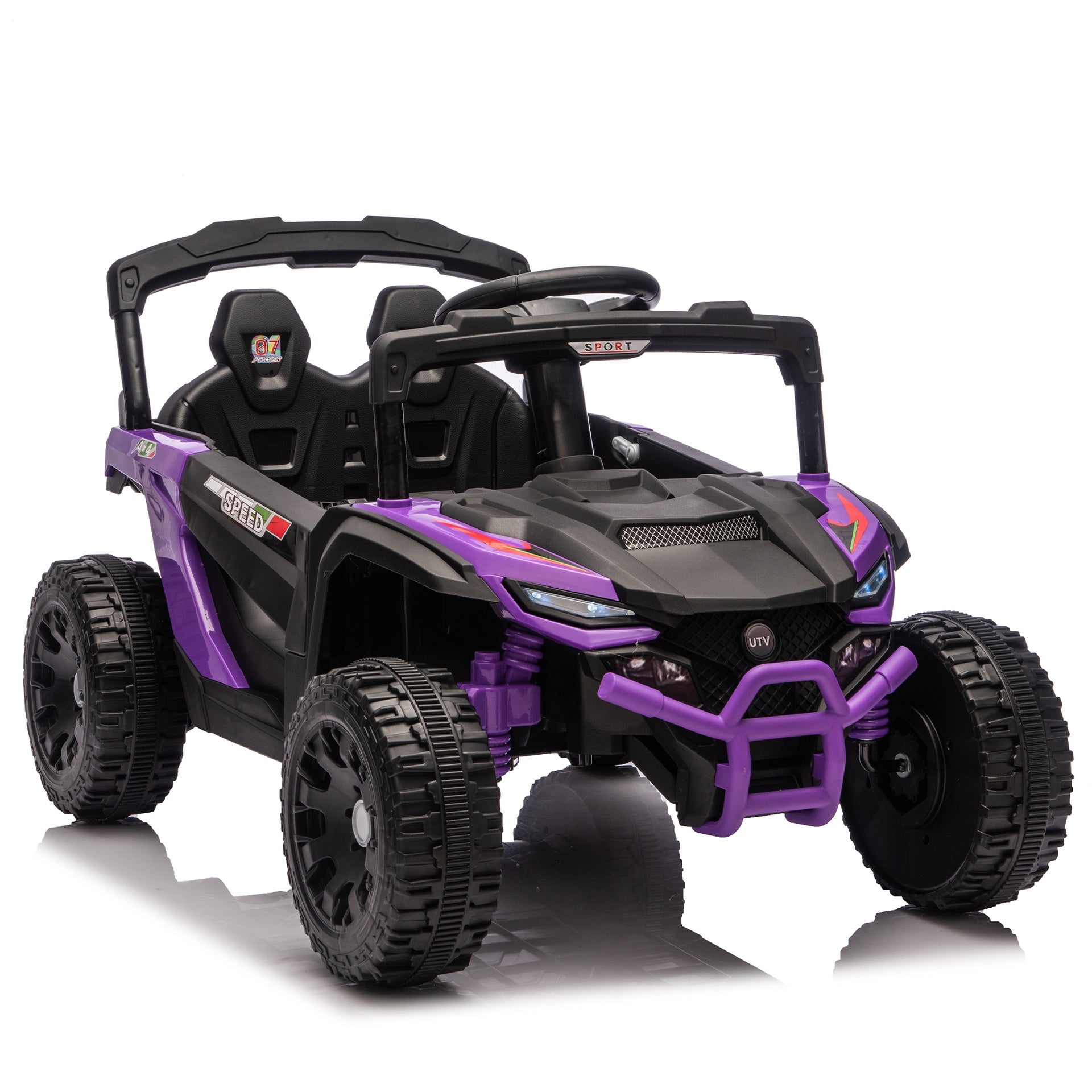 24V Kids ride on UTV W/ 2.4G PC,80W*2,Four-wheel suspension, Anti-Collision bar, High Chassis and Anti-Slip Grip wheels, Bluetooth and Music,Provide a speed of 1.86-3.11mph for Kids Aged 3-5