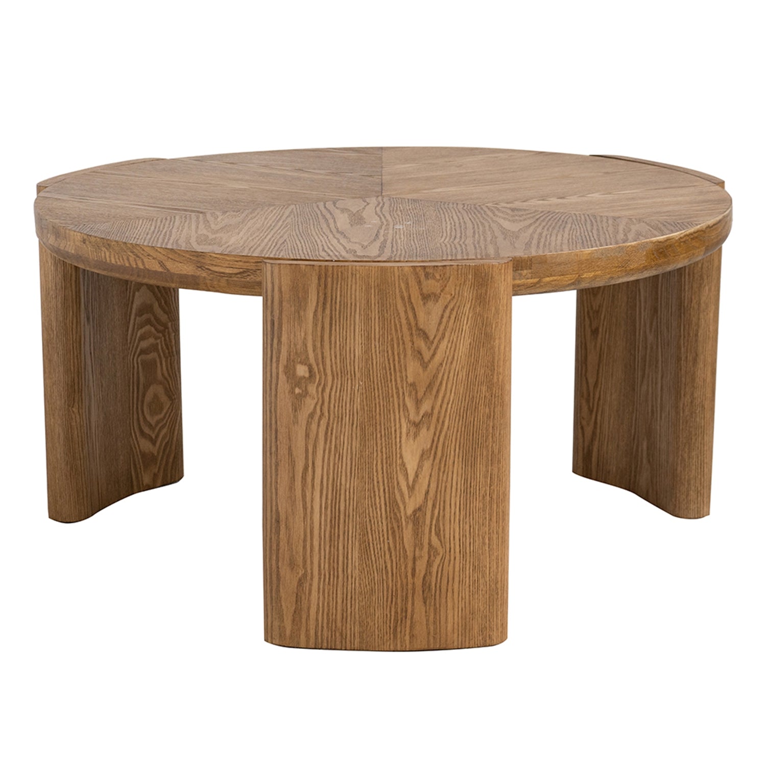 D32x16.5" CRound Coffee Table with Curved Legs and Brown Ash Veneer Finish