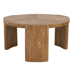D32x16.5" CRound Coffee Table with Curved Legs and Brown Ash Veneer Finish