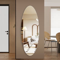 65" x 24" Full Length Wall Mirror, Oval Design, 5mm Copper-Free Silver Glass, Moisture-Resistant & Anti-Oxidation, HD Reflection, Wall-Mounted for Entryway, Bedroom & Salon