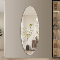 65" x 24" Full Length Wall Mirror, Oval Design, 5mm Copper-Free Silver Glass, Moisture-Resistant & Anti-Oxidation, HD Reflection, Wall-Mounted for Entryway, Bedroom & Salon