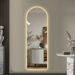 65" x 21" LED Full Length Wall Mirror, Symmetrical Arch Design, 3-Color Dimmable Lighting, Shatterproof