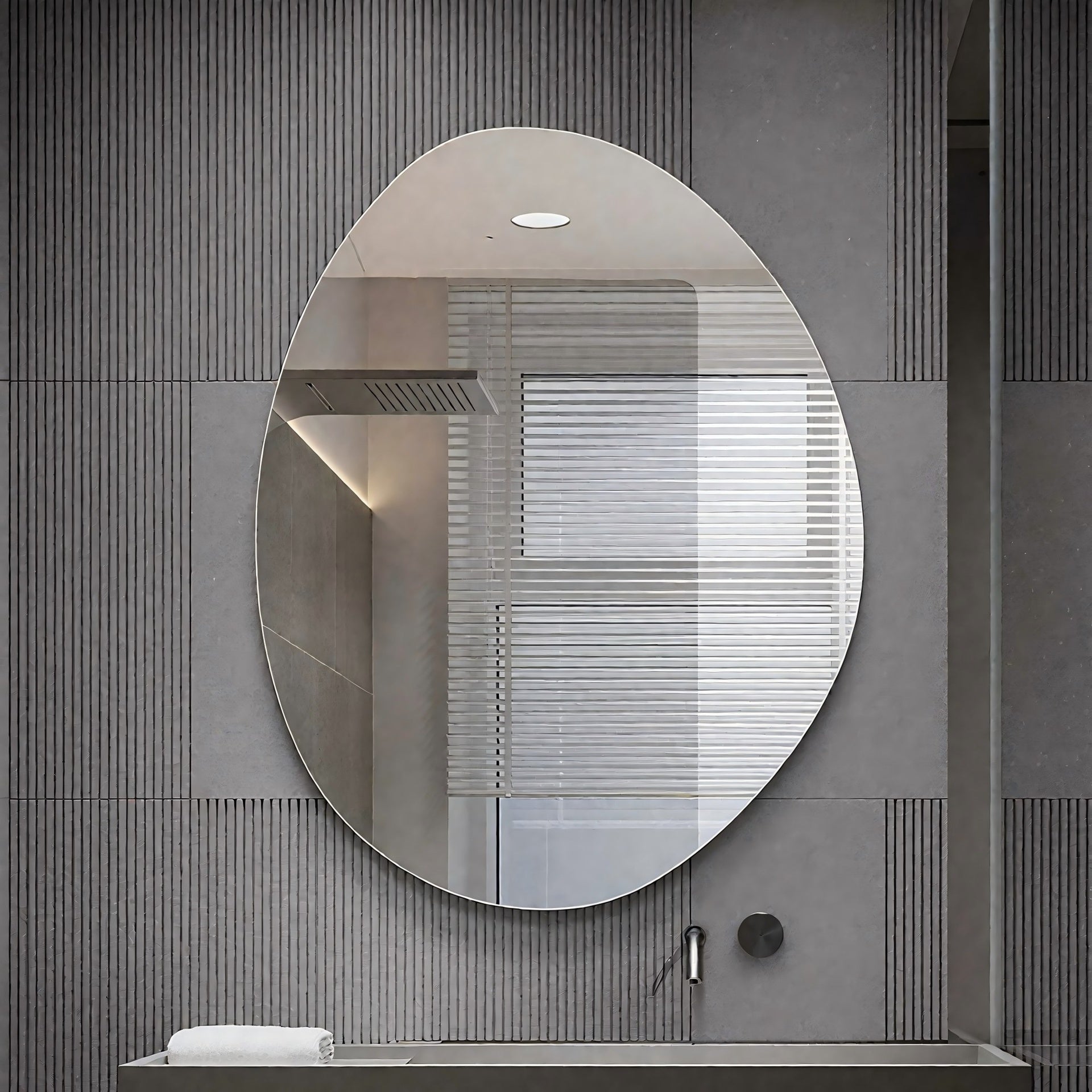 40 in. x 32 in. Modern Asymmetrical Bathroom Wall Mirror, HD Copper-Free Silver Glass, Anti-Oxidation, Vertical Hanging