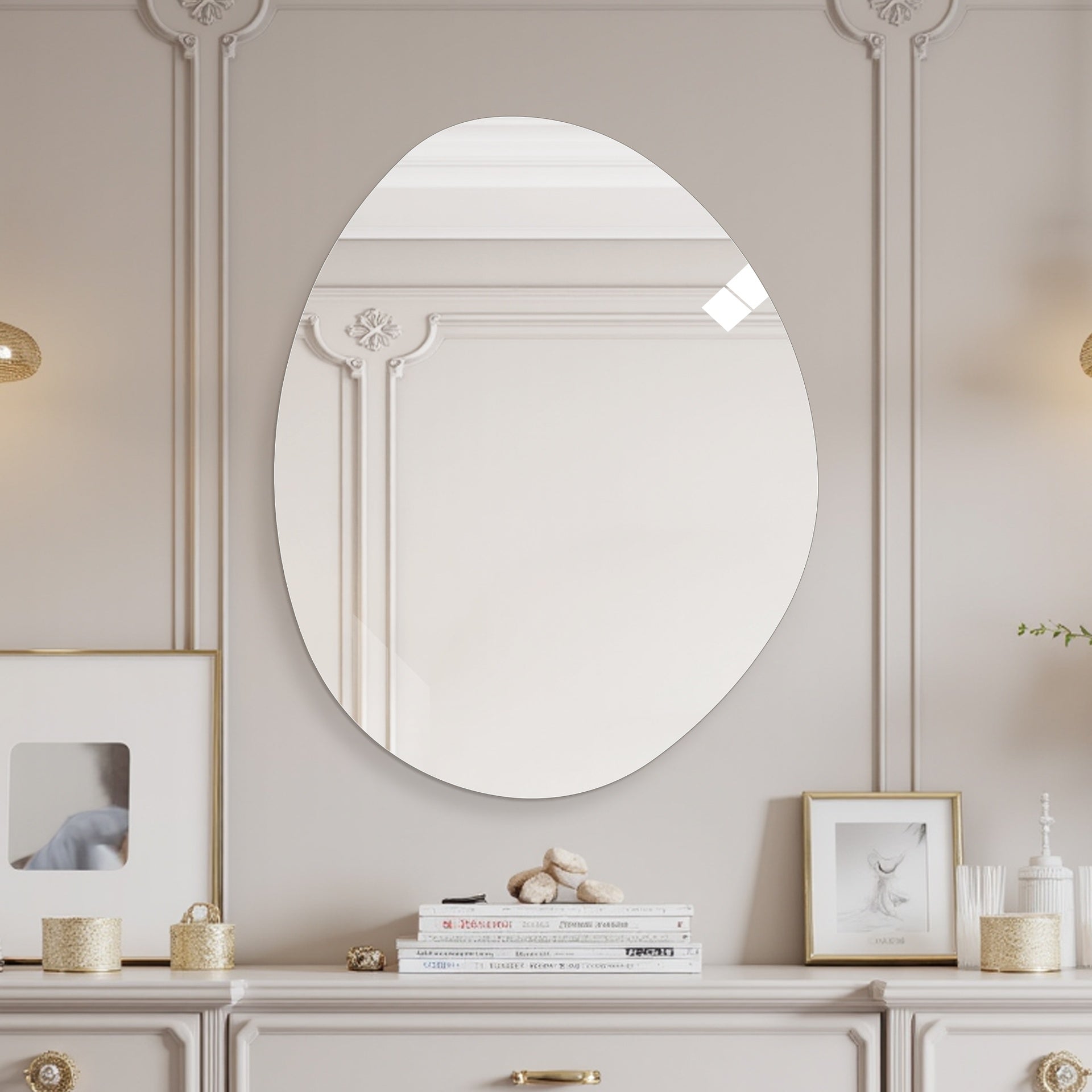 40 in. x 32 in. Modern Asymmetrical Bathroom Wall Mirror, HD Copper-Free Silver Glass, Anti-Oxidation, Vertical Hanging