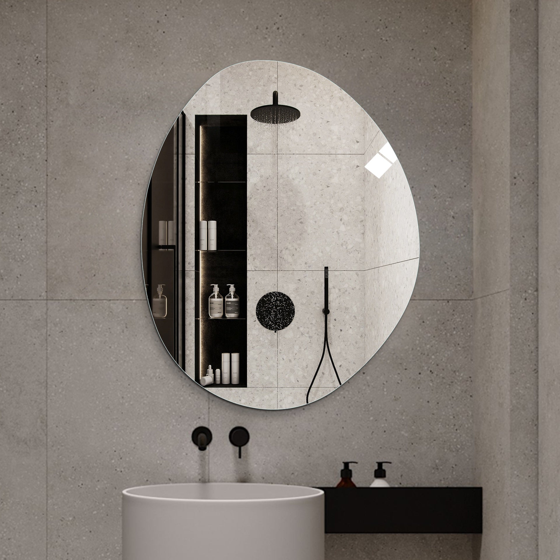 40 in. x 32 in. Modern Asymmetrical Bathroom Wall Mirror, HD Copper-Free Silver Glass, Anti-Oxidation, Vertical Hanging