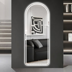 65" x 21" Arch Design LED Full Length Mirror ,Dimmable,  High Definition & Explosion-Proof, Full-Length Standing or Wall-Mounted - Brightly Lit for Makeup, Studio, and More