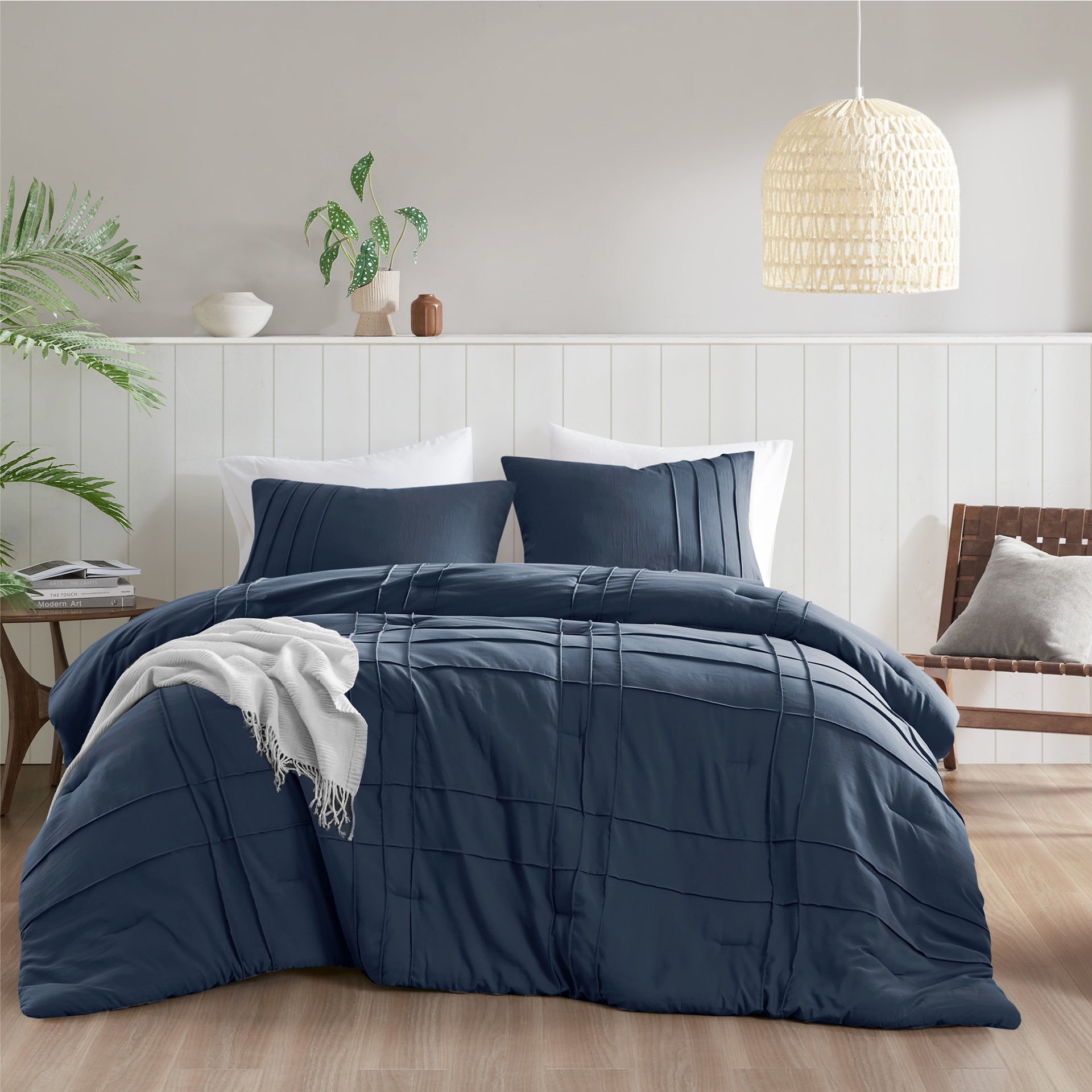 3-Piece Cal King Soft Washed Pleated Comforter Set