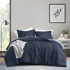 3-Piece Cal King Soft Washed Pleated Comforter Set