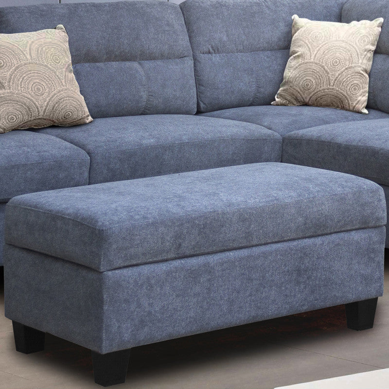 Domenico 100"W Gray Fabric Sectional Sofa with Right Facing Chaise, Storage Ottoman, and 2 Accent Pillows