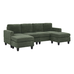 Savannah Modular Corduroy Sectional Sofa with Ottoman