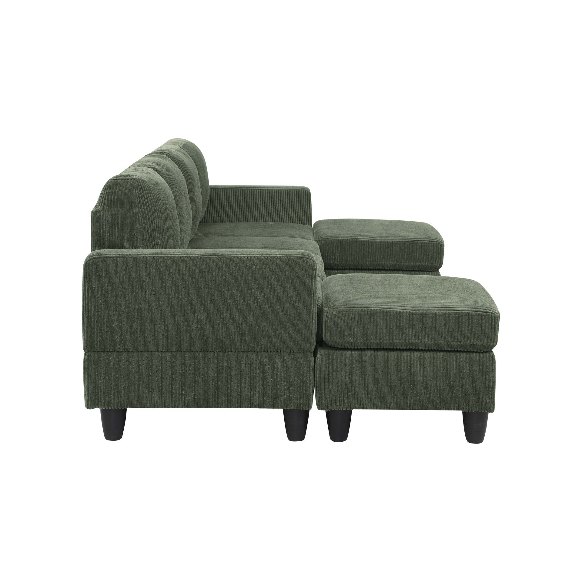 Savannah Modular Corduroy Sectional Sofa with Ottoman