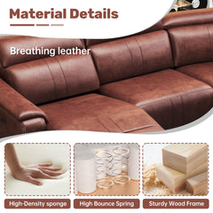 Power Recliner Sofa Set, Reclining Sectional Sofa with Adjustable Headrest & Power Recline, Breathable Leather with Storage Console & USB Ports, Easy Assembly Living Room Furniture Sets