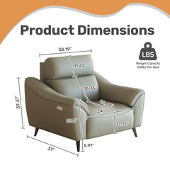 Zero Wall Recliner, 24 Inch Wide Compact Electric Recliner with Quiet Motor & Lumbar Support -Power Recliner Sofa Premium Grey